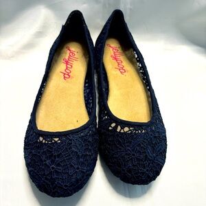 Jellypop Bizel Elegant Navy Lace Ballet Flats Size 8.5 Crochet Fabric Upper